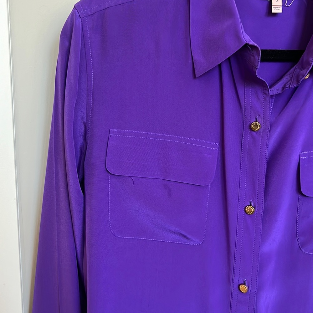 Juicy Couture Purple Silk Blouse Top - Picture 2 of 3